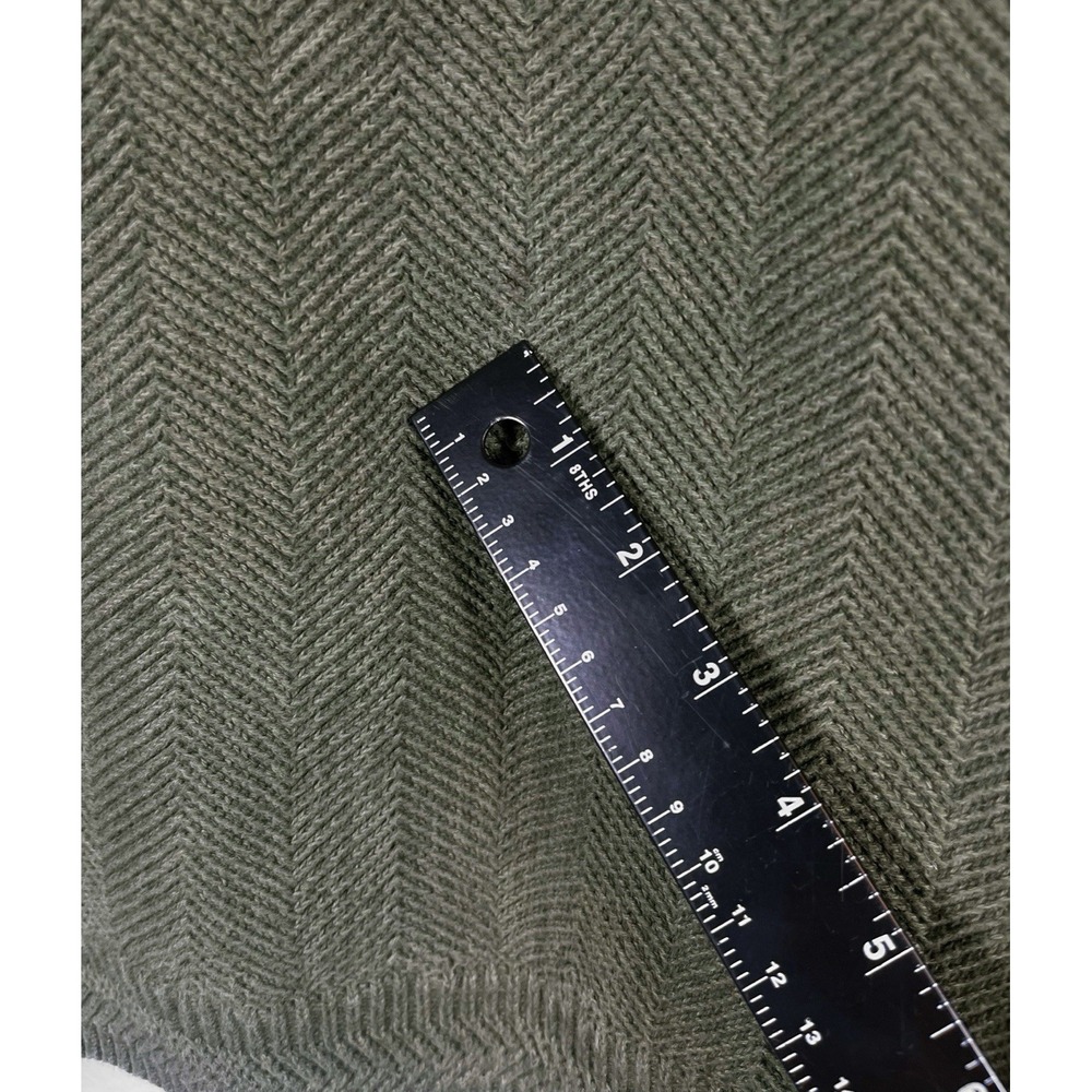 Vtg 90s Sz M Mens Chaps Ralph Lauren Sweater Herringbone Knit Green Chunky Heavy - Picture 8 of 11